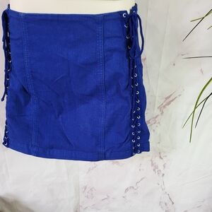 Carmar Blue Mini Skirt with Lace-Up Sides